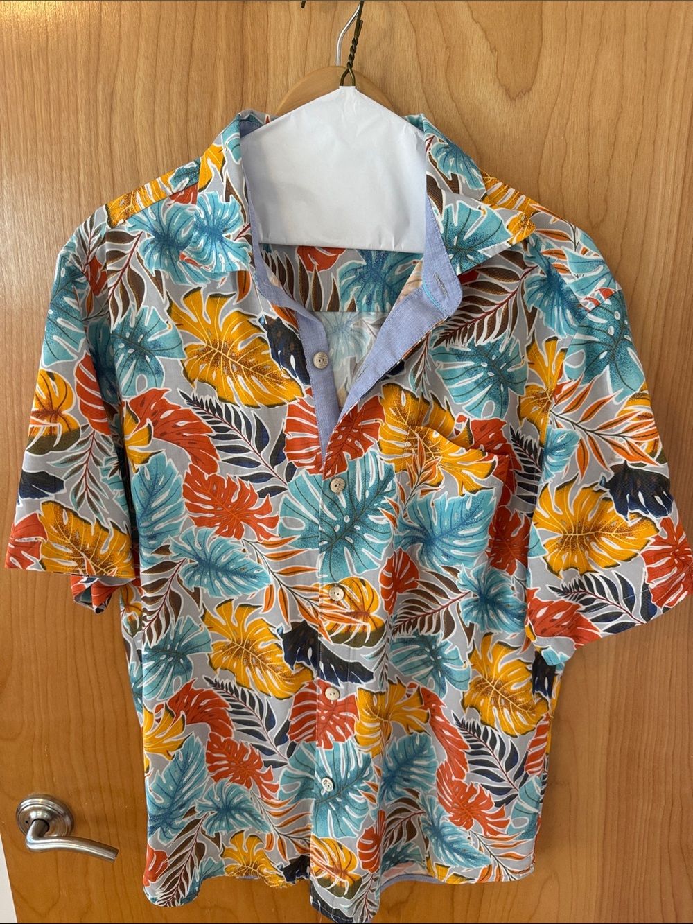 Tommy Bahama Tropical Leaf Short-Sleeve Shirt - Teal, Mustard, Rust